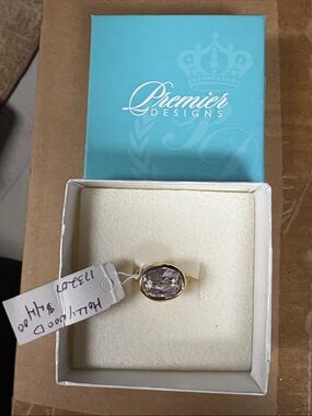Premier Designs Gold-Tone Ring with Clear Oval Crystal